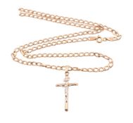 HALLMARKED 9CT GOLD CRUCIFIX PENDANT NECKLACE