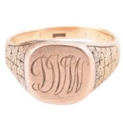 9CT GOLD MONOGRAMMED SIGNET RING