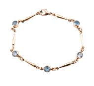 HALLMARKED 9CT GOLD & TOPAZ LINE BRACELET