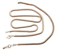 HALLMARKED 9CT GOLD SNAKE CHAIN NECKLACE AF & BRACELET FRAGMENT