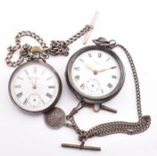 TWO VICTORIAN HALLMARKED SILVER WALTHAM POCKET WATCHES