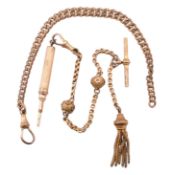 GILT METAL PROPELLING PENCIL & WATCH CHAIN AF