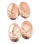 EDWARDIAN HALLMARKED 9CT ROSE GOLD ENGRAVED CUFFLINKS