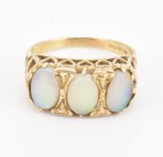HALLMARKED 9CT GOLD & OPAL THREE STONE RING