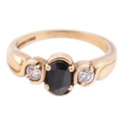 HALLMARKED 9CT GOLD SAPPHIRE & CZ RING