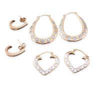 COLLECTION OF 9CT GOLD HOOP EARRINGS
