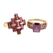 TWO HALLMARKED 9CT GOLD & GEM SET RINGS