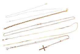 COLLECTION OF 9CT GOLD NECKLACES & BRACELETS AF