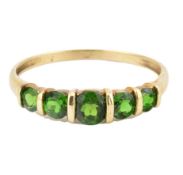 9CT GOLD & DIOPSIDE HALF HOOP RING