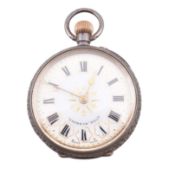 SWISS HALLMARKED SILVER FOB WATCH IN LEATHER WRIST STRAP ADAPTOR