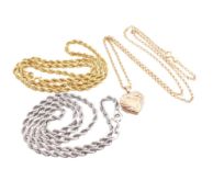 HALLMARKED 9CT GOLD CHAINS & HEART LOCKET