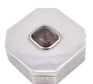 HALLMARKED SILVER & SMOKY QUARTZ HISTORICAL AUSTRALIAN INTEREST BOX