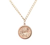 9CT GOLD CHAIN NECKLACE WITH ST CHRISTOPHER PENDANT