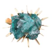 JOHN DONALD - 1960S 18CT GOLD DIOPTASE BROOCH PIN