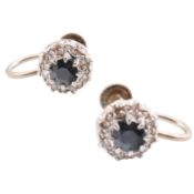 PAIR OF HALLMARKED 9CT WHITE GOLD SAPPHIRE & DIAMOND EARRINGS