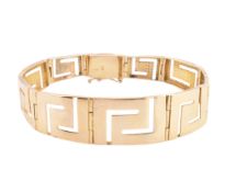14CT GOLD GREEK KEY PANEL BRACELET