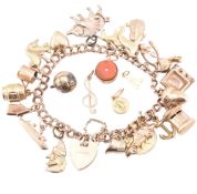 HALLMARKED 9CT GOLD CHARM BRACELET & CHARMS