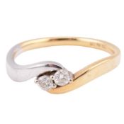 HALLMARKED 18CT GOLD & DIAMOND CROSSOVER RING