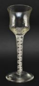 GEORGE II CIRCA 1765 WINE GLASS WITH DOUBLE OPAQUE TWIST STEM & OGEE BOWL