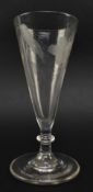 GEORGE III CIRCA 1770 HOPS AND BARLEY ENGRAVED ALE GLASS