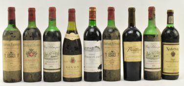 NINE FRENCH & CALIFORNIA RED WINE BOTTLES