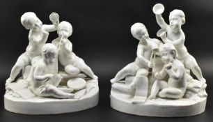 PAIR OF 19TH CENTURY FRENCH BLANC DE CHINE SCENES OF CHERUBS