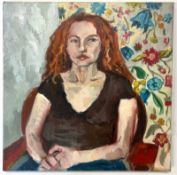 ROBIN SYMES (1939-2023) - UNTITLED PORTRAIT OF LADY WITH CURLY HAIR