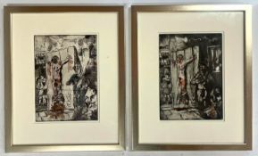 ROBIN SYMES (1939-2023) - UNTITLED SURREALIST CRUCIFIXION ETCHINGS