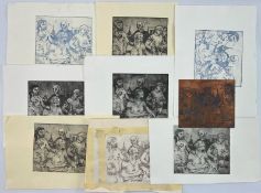 ROBIN SYMES (1939-2023) - SEVEN ETCHINGS WITH ORIGINAL COPPER PLATE