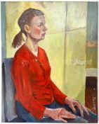 ROBIN SYMES (1939-2023) - UNTITLED PORTRAIT OF LADY IN PONYTAIL