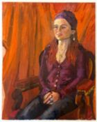 ROBIN SYMES (1939-2023) - UNTITLED PORTRAIT OF LADY WITH HEADBAND
