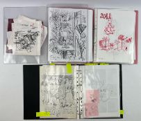 ROBIN SYMES (1939-2023) - THREE FOLDERS OF SKETCHES ON NAPKINS & MORE