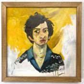 ROBIN SYMES (1939-2023) - UNTITLED PORTRAIT STUDY OF MAN ON YELLOW