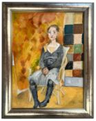 ROBIN SYMES (1939-2023) - UNTITLED PORTRAIT OF A LADY WITH BOOTS