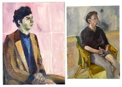 ROBIN SYMES (1939-2023) - TWO UNTITLED PORTRAIT STUDY MALE SITTERS