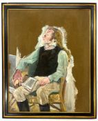 ROBIN SYMES (1939-2023) - UNTITLED PORTRAIT OF MALE SITTER READING