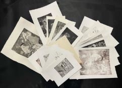 ROBIN SYMES (1939-2023) - 14 ETCHINGS ON PAPER PAINTINGS