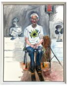 ROBIN SYMES (1939-2023) - UNTITLED NUDE PORTRAIT OF MAN ON A CHAIR