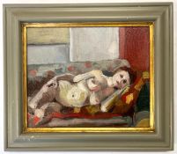ROBIN SYMES (1939-2023) - UNTITLED PORTRAIT OF NUDE LADY ON COUCH