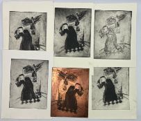 ROBIN SYMES (1939-2023) - FIVE ETCHINGS WITH ORIGINAL COPPER PLATE