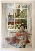 ROBIN SYMES (1939-2023) - UTITLED PORTRAIT OF WOMAN BY THE WINDOW