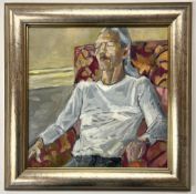 ROBIN SYMES (1939-2023) - UNTITLED PORTRAIT OF A MAN IN WHITE TOP