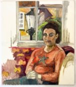 ROBIN SYMES (1939-2023) - UNTITLED PORTRAIT STUDY OF LADY BY WINDOW