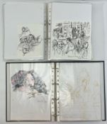 ROBIN SYMES (1939-2023) - TWO FOLDERS OF ORIGINAL ARTWORKS & DRAWINGS