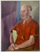 ROBIN SYMES (1939-2023) - UNTITLED PORTRAIT OF A MAN IN RED SHIRT