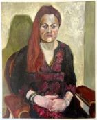 ROBIN SYMES (1939-2023) - UNTITLED PORTRAIT OF LADY WITH RED HAIR