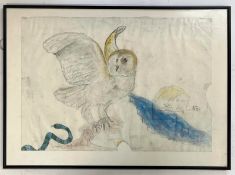 BELIEVED ROBIN SYMES (1939-2023) - UNTITLED OWL STUDY DRAWING
