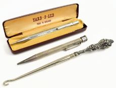 TWO 20TH CENTURY SILVER YARD O'LED PROPELLING PENCILS
