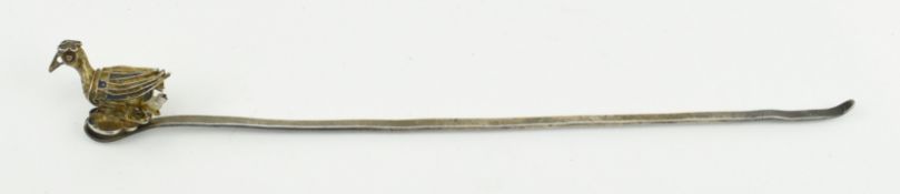 QING DYNASTY SILVER CLOISONNE ENAMELED HAIRPIN