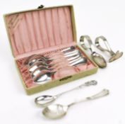 20TH CENTURY HALLMARKED SILVER CHRISTENING SET & FINNISH 813H SILVER FLATWARE